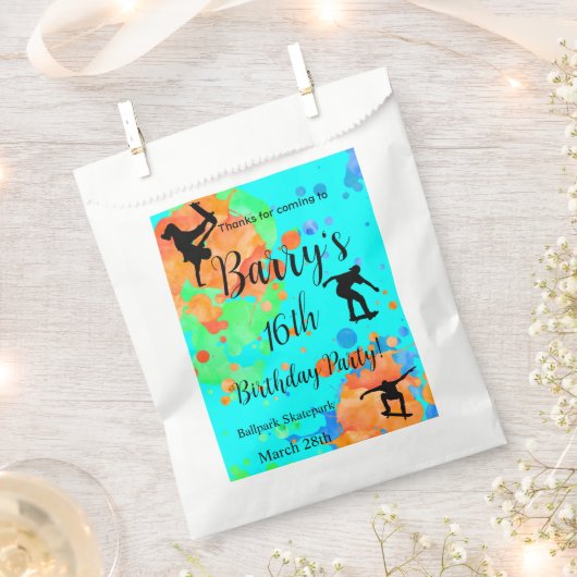 Skateboard Birthday Party Bedankt Bedankzakje (Geknipt)