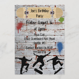 Skateboard Birthday Party-uitnodigingen Kaart