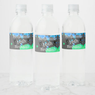 Skateboard Birthday Waterfles Etiket