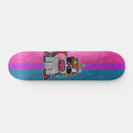 Skateboard Bisexual Pride Parties scintillant Rainbow Unicorn (Horz)