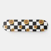 Skateboard Black and White Checkered & Sunflower Print (Horz)