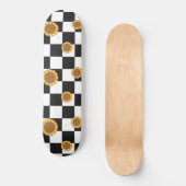 Skateboard Black and White Checkered & Sunflower Print (Recto)