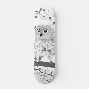 Skateboard Black and white owl