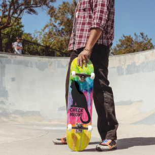 Skateboard Black Check Meowt cravate teinture pont de skatebo