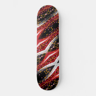 Skateboard Black Fiery Rouge & blanc Abstrait