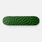 Skateboard Black & Green Warped Check À damiers Motif (Horz)