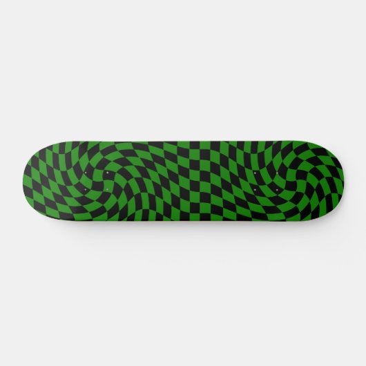 Skateboard Black & Green Warped Check À damiers Motif (Horz)