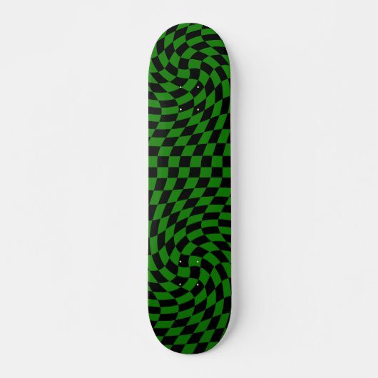 Skateboard Black & Green Warped Check À damiers Motif (Devant)