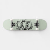Skateboard Black Horse Heads on Green (Horz)