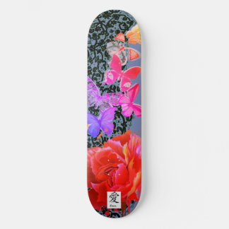 SKATEBOARD BLACK LACE BUTTERFLY ET ROSE
