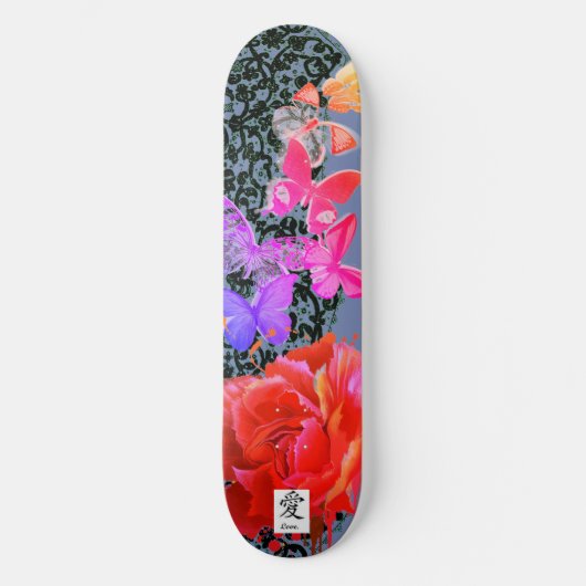 SKATEBOARD BLACK LACE BUTTERFLY ET ROSE (Recto)