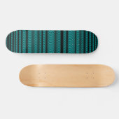 Skateboard Black Wavy Lines - Sur Cyan (Horz)