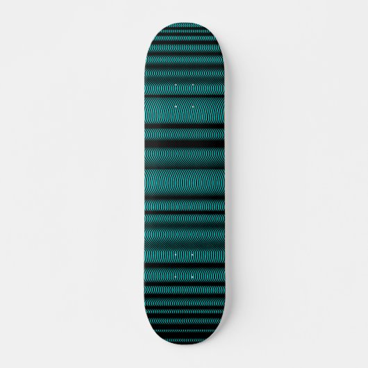 Skateboard Black Wavy Lines - Sur Cyan (Devant)