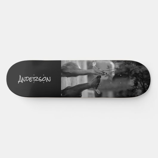 Skateboard Black White Deer Lovers (Horz)