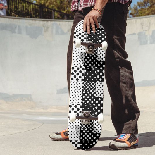 Skateboard Black White Fashion Polka Dots Style Design