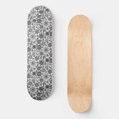 Skateboard Black White Gray Retro Floral Art Seamless Pattern (Recto)