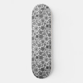 Skateboard Black White Gray Retro Floral Art Seamless Pattern (Recto)