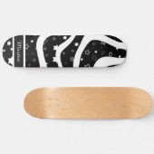 Skateboard Black &white stars on lines custom name (Horz)