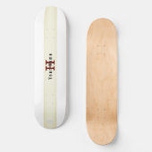 Skateboard Blanc avec bande initiale et nom HAMbyWG (Recto)