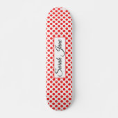 Skateboard Blanc classique Points rouges | Nom personnalisé (Devant)