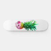 Skateboard Blanc de panneau de crâne d'ananas (Horz)
