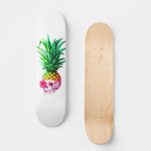 Skateboard Blanc de panneau de crâne d'ananas (Recto)