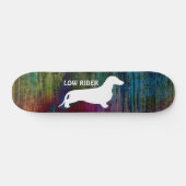 Skateboard Blanc de silhouette de teckel + vos idées (Horz)