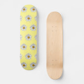 Skateboard Blanc Motif marguerite mignonne Jaune (Recto)