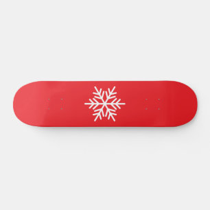Skateboard Blanc Nordic Snowflake Bright Red Arrière - plan