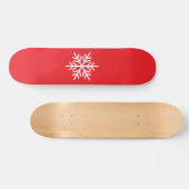 Skateboard Blanc Nordic Snowflake Bright Red Arrière - plan (Horz)