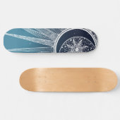 Skateboard Blanc Sun Moon Mandala Blue Gradient Design (Horz)