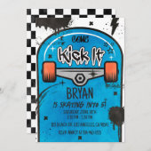 Skateboard blauw kaart (Voorkant / Achterkant)