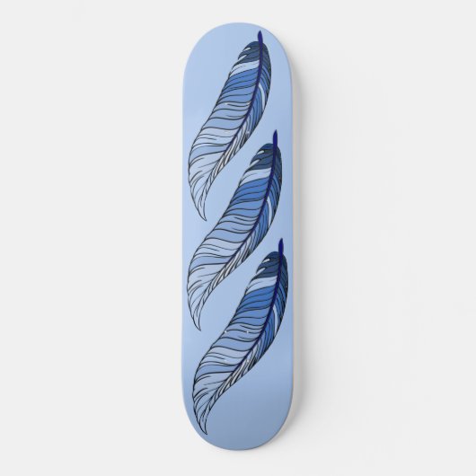Skateboard - Blauwe veren (Voorkant)