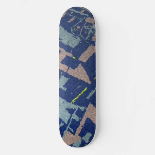 Skateboard Bleu à section dorée (Recto)