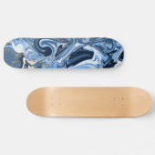 Skateboard Bleu, blanc et or Fluide Art Faux Marble (Horz)