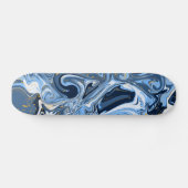 Skateboard Bleu, blanc et or Fluide Art Faux Marble (Horz)