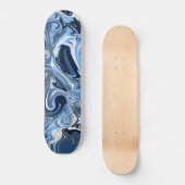 Skateboard Bleu, blanc et or Fluide Art Faux Marble (Recto)