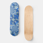 Skateboard Bleu bohème blanc mandala floral (Recto)