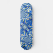 Skateboard Bleu bohème blanc mandala floral (Recto)