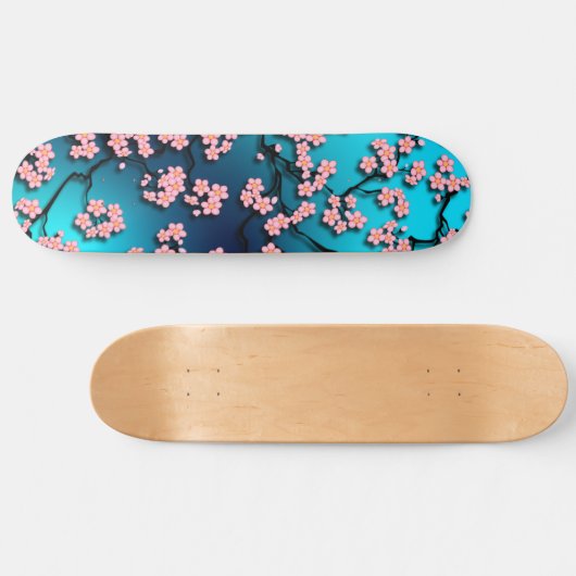 Skateboard Bleu Ciel Cerisier Fleur (Horz)