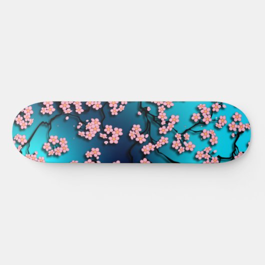 Skateboard Bleu Ciel Cerisier Fleur (Horz)