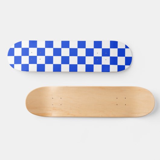 Skateboard Bleu clair et blanc Motif vérifié (Horz)
