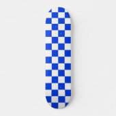 Skateboard Bleu clair et blanc Motif vérifié (Devant)