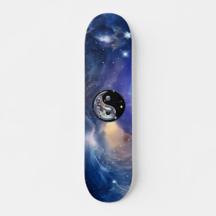 Skateboard Bleu cosmique Yin Yang