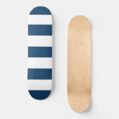 Skateboard Bleu de marine, Blancs, Motif rayé (Recto)