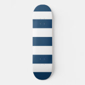 Skateboard Bleu de marine, Blancs, Motif rayé (Recto)