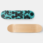 Skateboard Bleu de motif de silhouettes de robot d'amusement (Horz)
