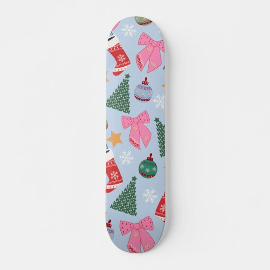 Skateboard Bleu de Noël (Devant)