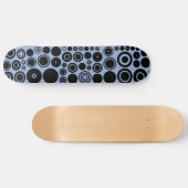 Skateboard Bleu gris, Noir Cercles Rétro Motif (Horz)