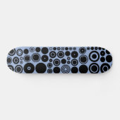 Skateboard Bleu gris, Noir Cercles Rétro Motif (Horz)